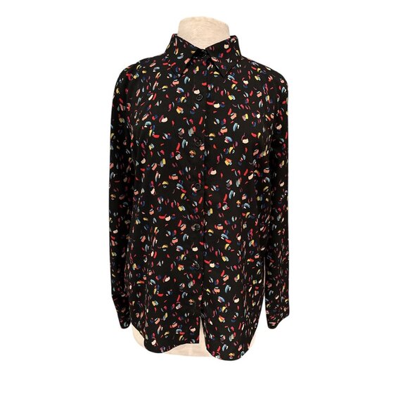 Cabi Womens Black Confetti Print Long Sleeve Button-Up Shirt Size M - Picture 1 of 8